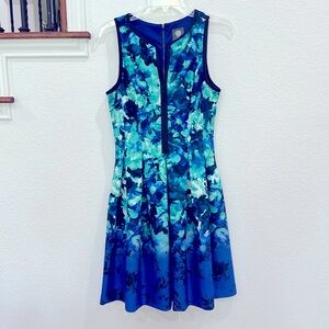 Vince Camuto Ombre Floral Dress Fit & Flare Size 6 Blue and Green